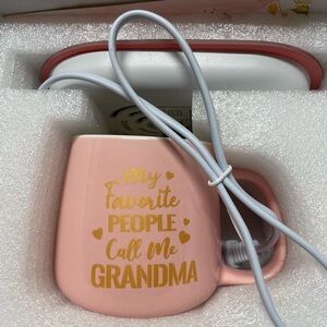 Pink Mug Warmer Set with Heartwarming Message
